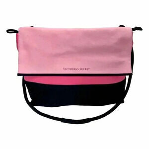 Victoria's Secret Cooler Insulated Tote Beach Shoulder Bag Neoprene Black Pink